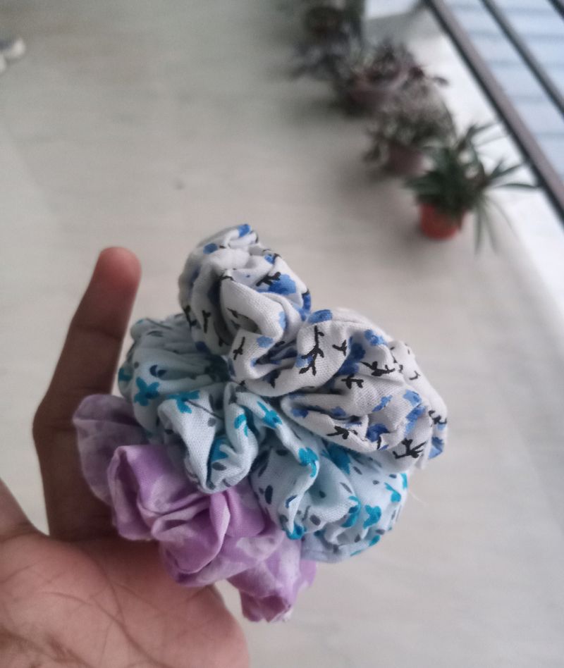 Cotton Scrunchies Combo Of 3