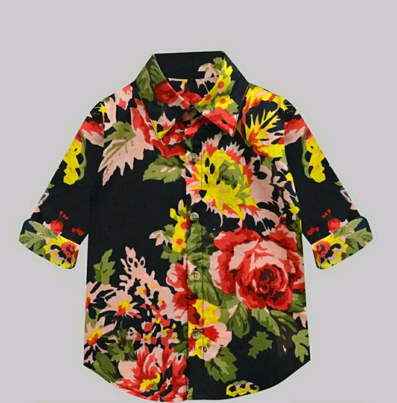Kids Black Floral Print Shirt (2-3yrs)