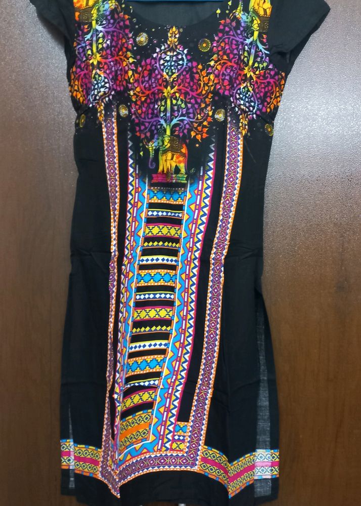 Black Multicolored Kurti