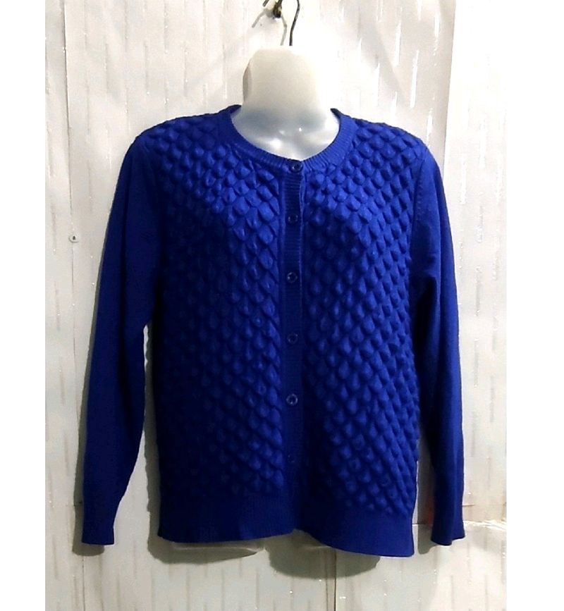 Blue Soft Cardigan sweater For Women's