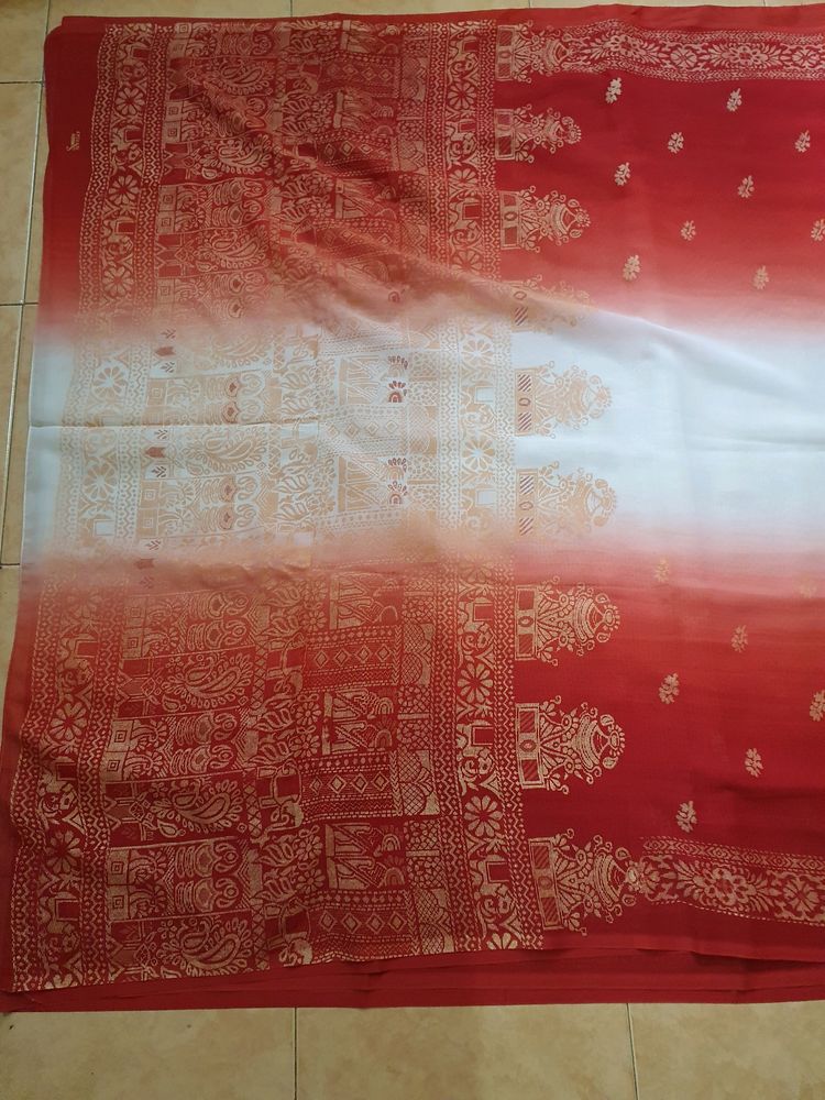 Multi Colored Chifon Saree With Self Design