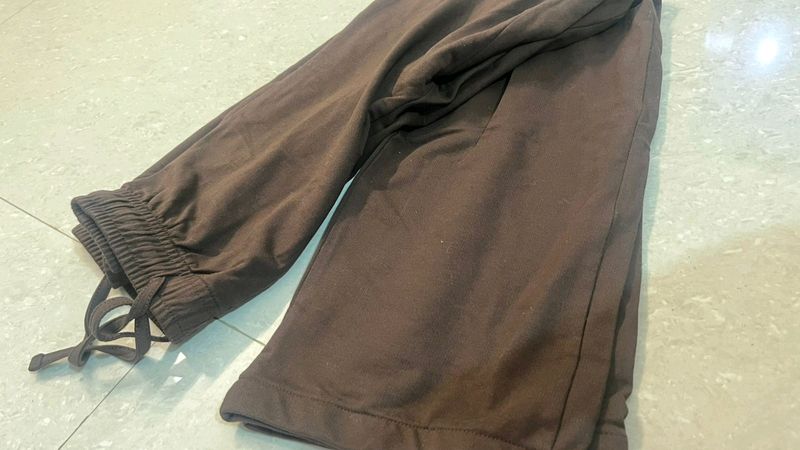 Brown Wide Leg Cotton Pants