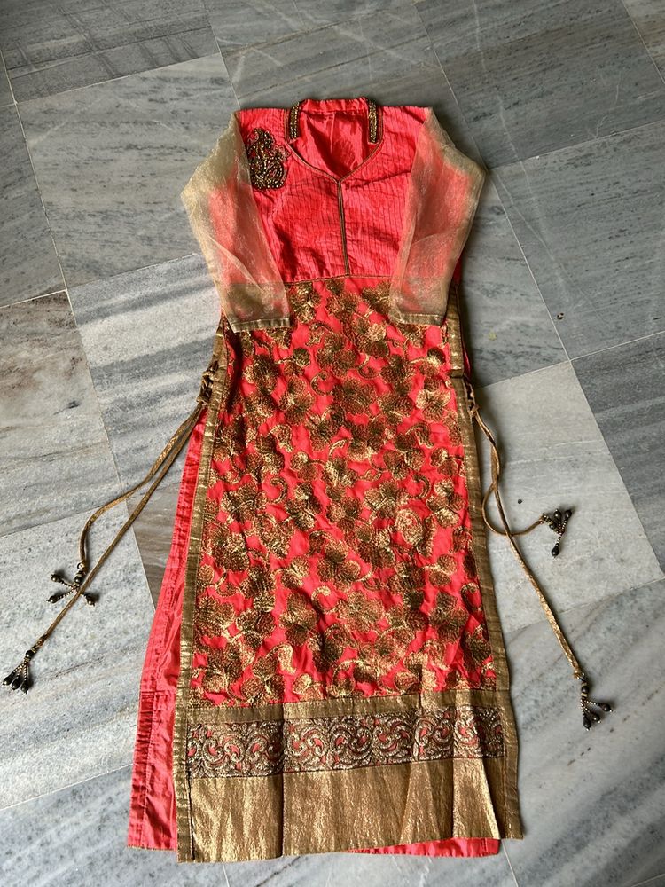 PINK SILK EMBROIDERED KURTI