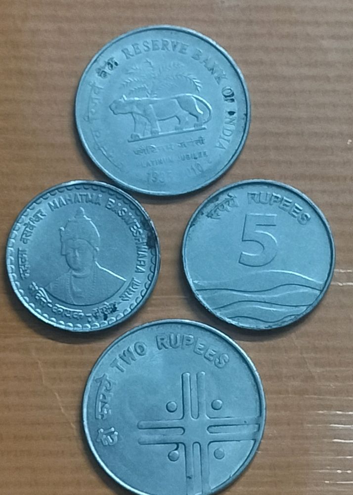 2 and 5 rs Commeroative Coin Set