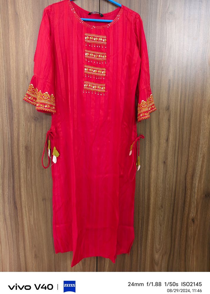 Red Kurta A Line