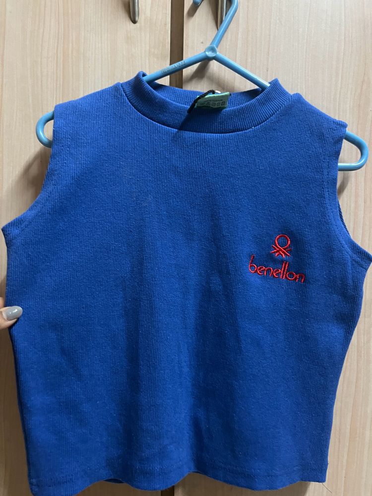 Blue Benetton Crop Top