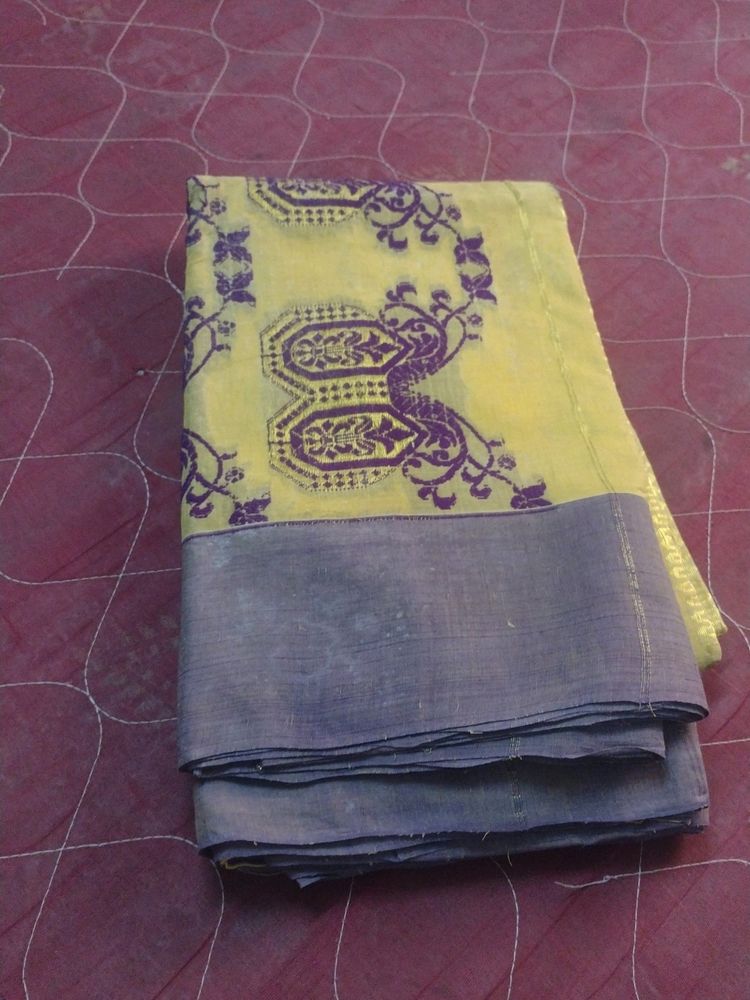 Bengal Yellow Colored Cotton Saree