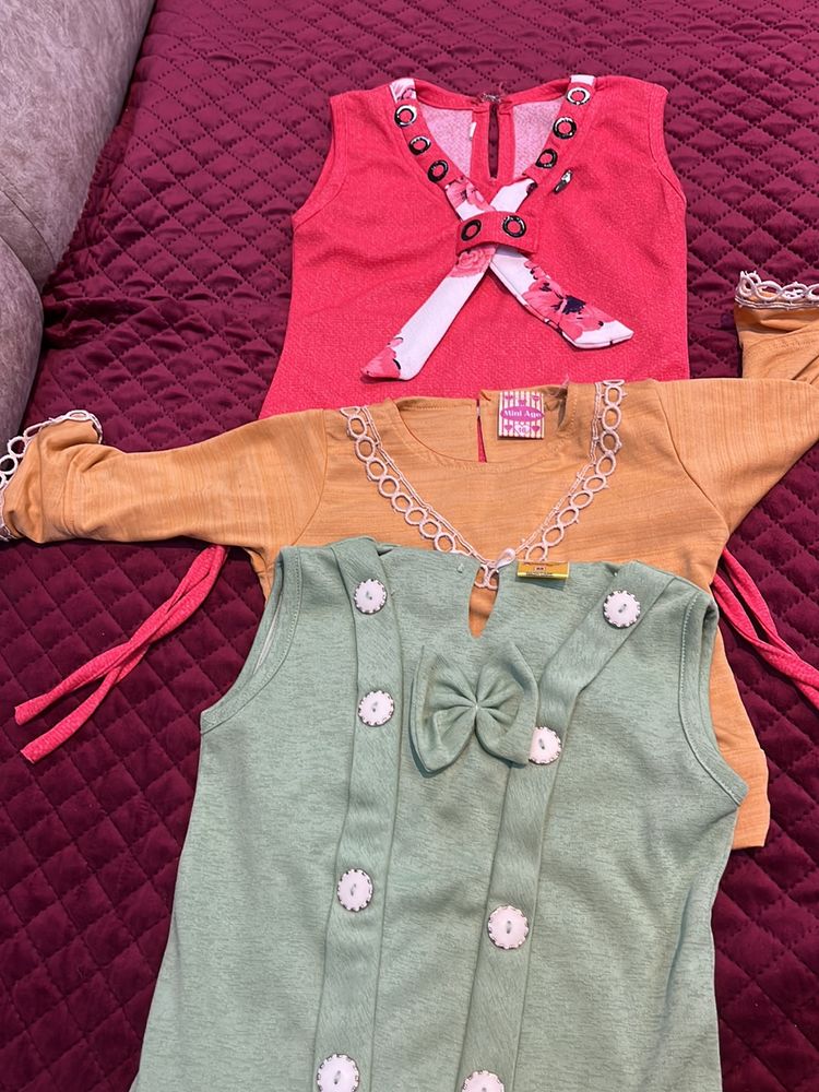 Set Of Three Crop Tops For 2-3 Year Girls