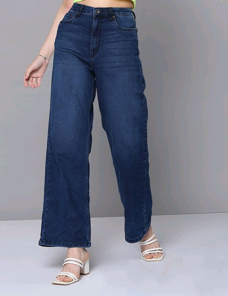 Blue Jeans With Waist Adjustable