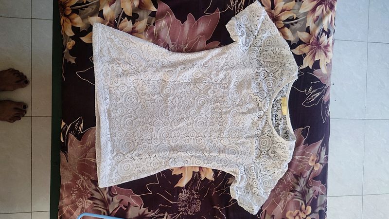 Women's White Net Top