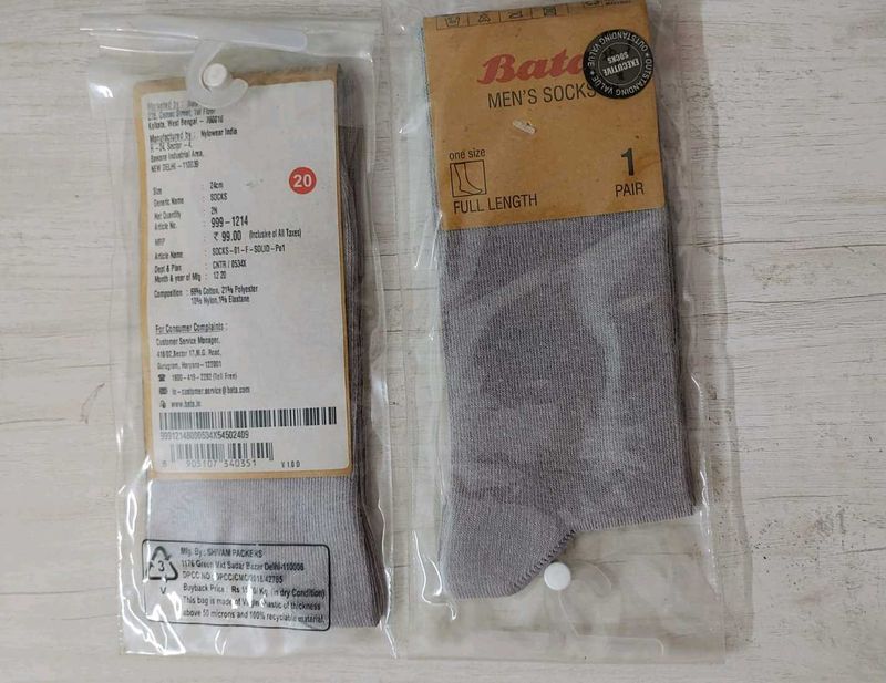 The Bata New Socks Combo-2 Formal Wear(Light Grey)