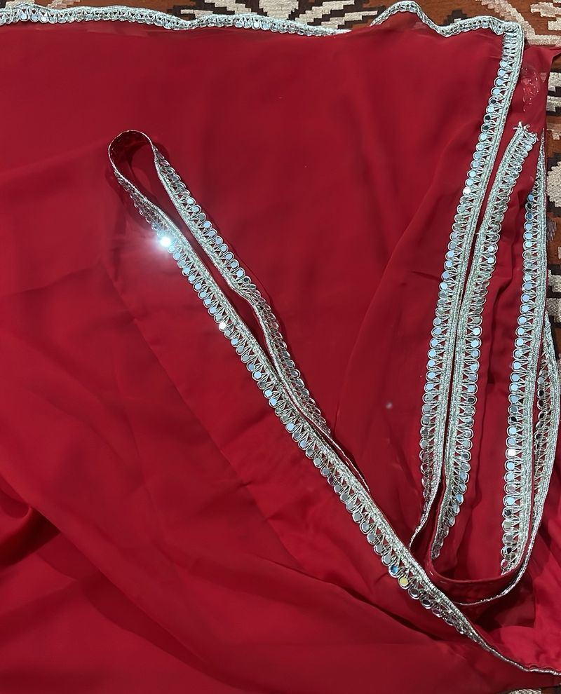 Red Colour Mirror Boarder Saree