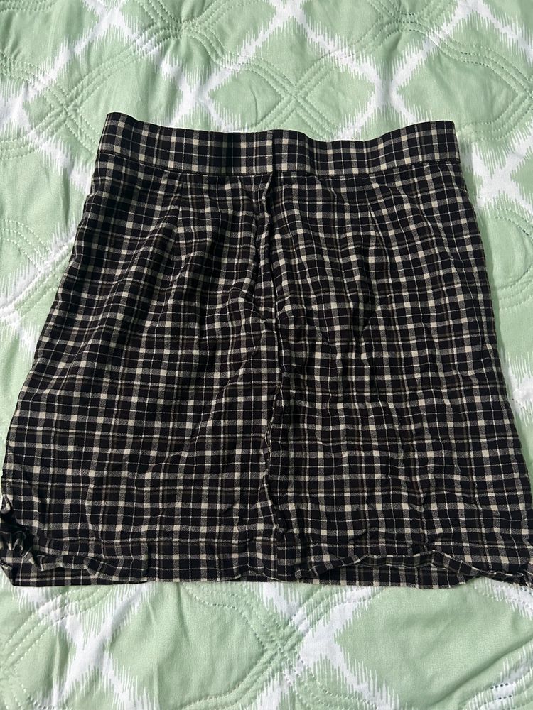 Brown Checkered Skirt