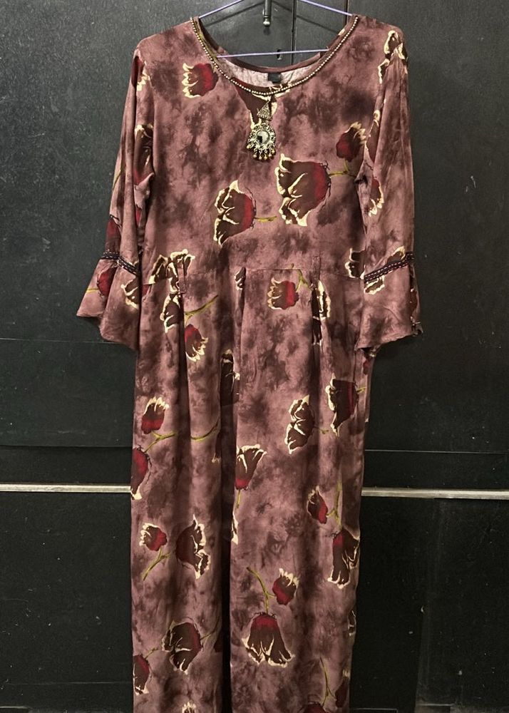 Long Kurti Brown Colour