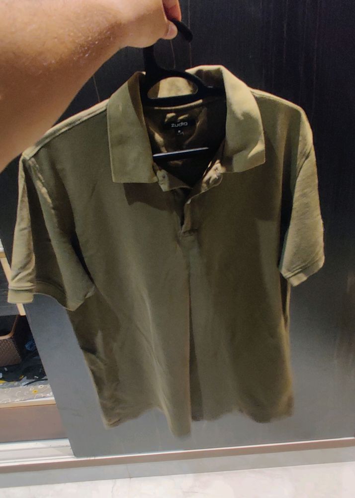 Zudio Olive Green T Shirt For Men