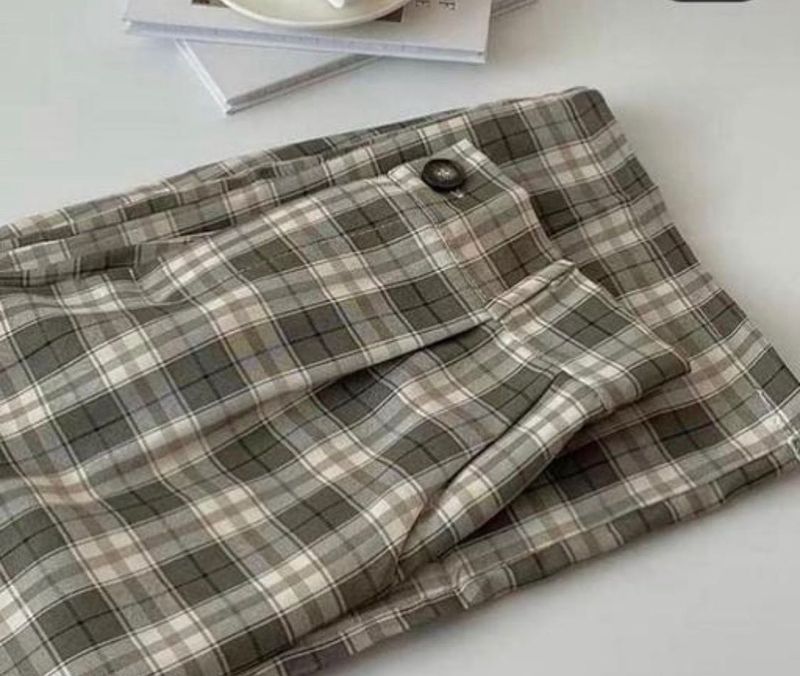 Straight Checked Trouser - Green