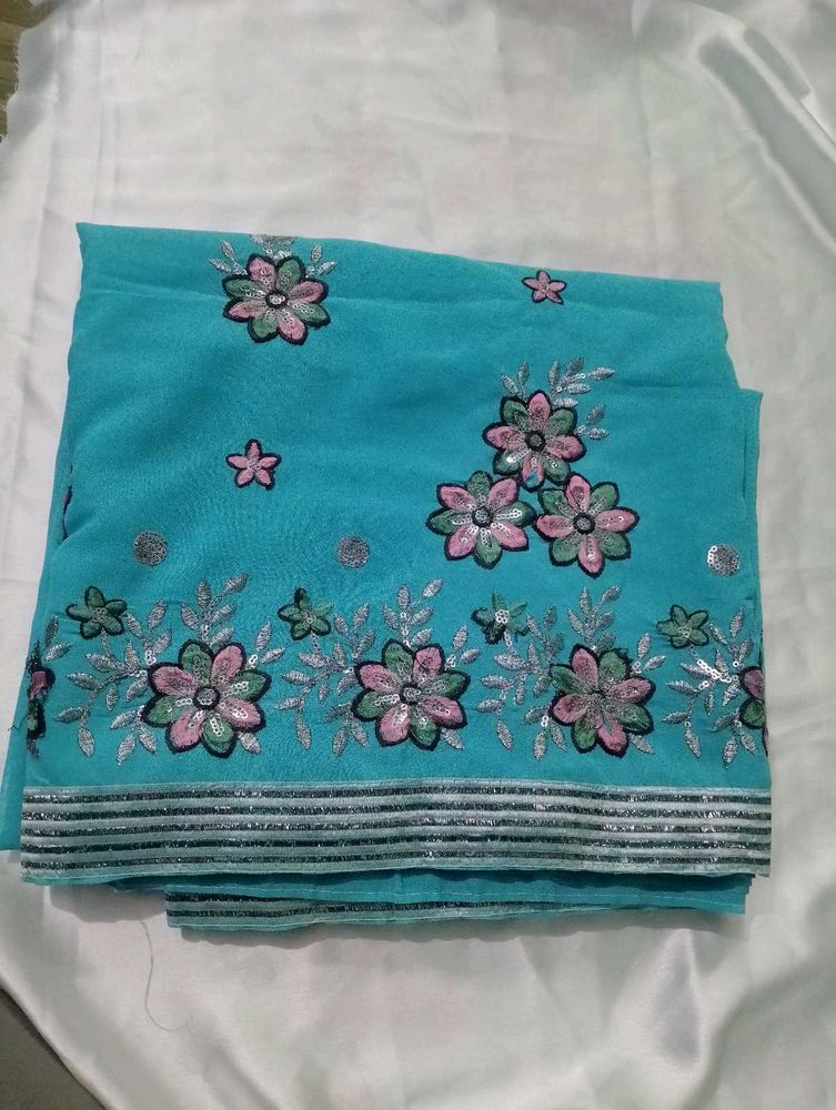 Beautiful Saree With Floral Work