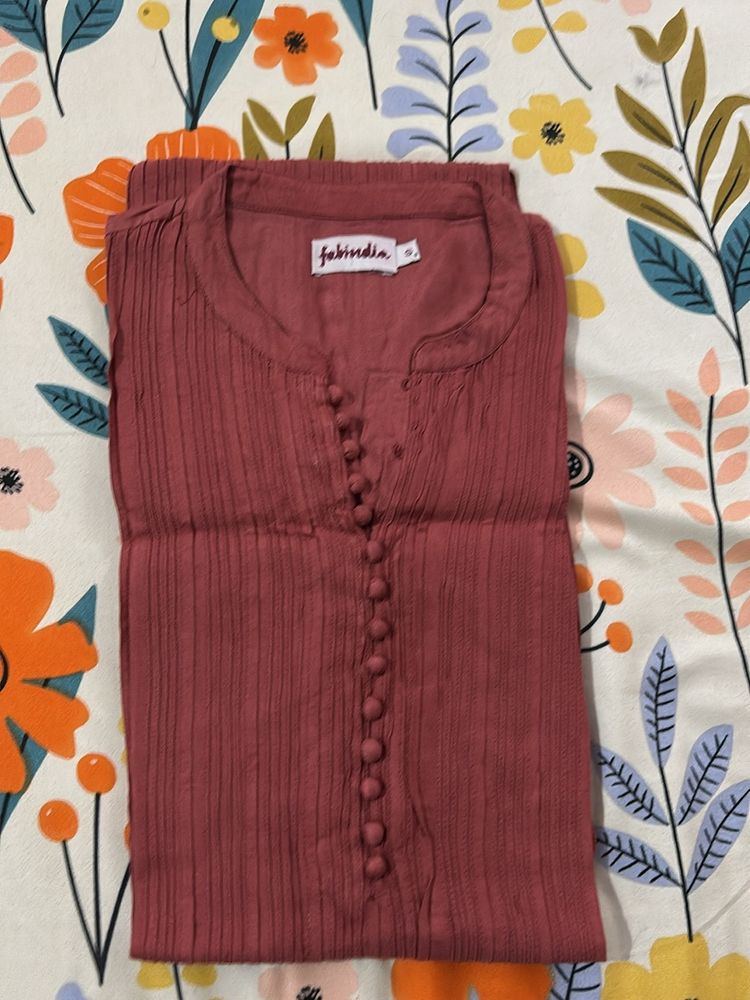 Rust Cotton Blend Kurti