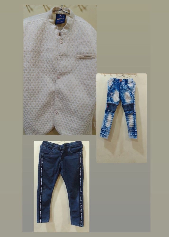 Age 10-15 Years Combo Of 3 Kurta 2 Pant Set