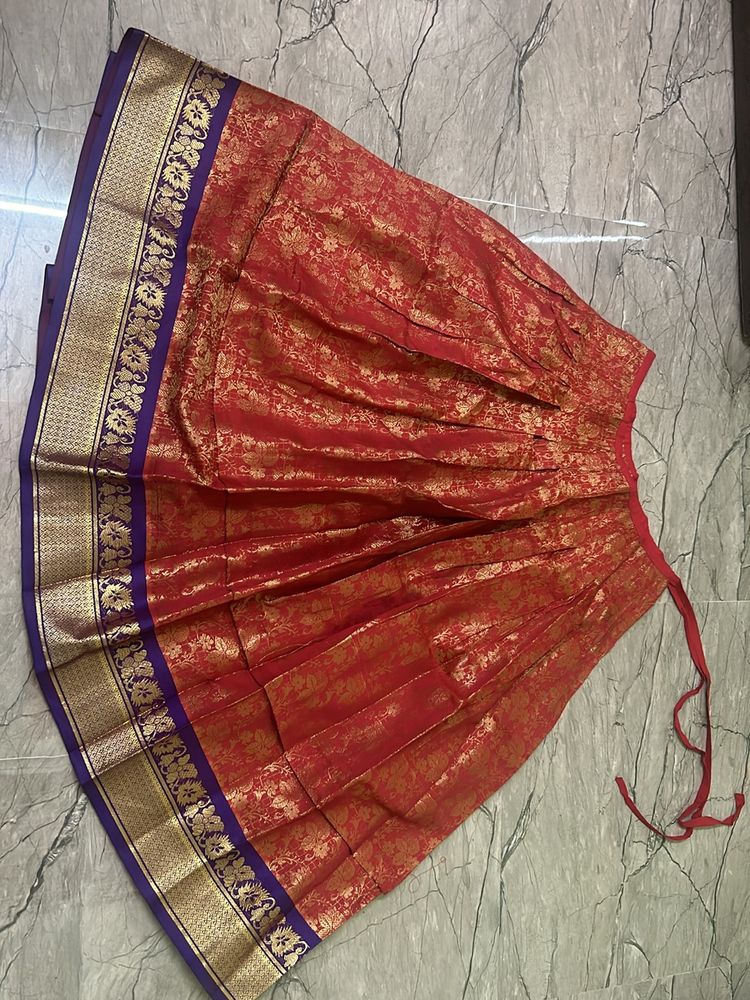 Golden Red Pattu Parikini/Pavada/ Lehenga