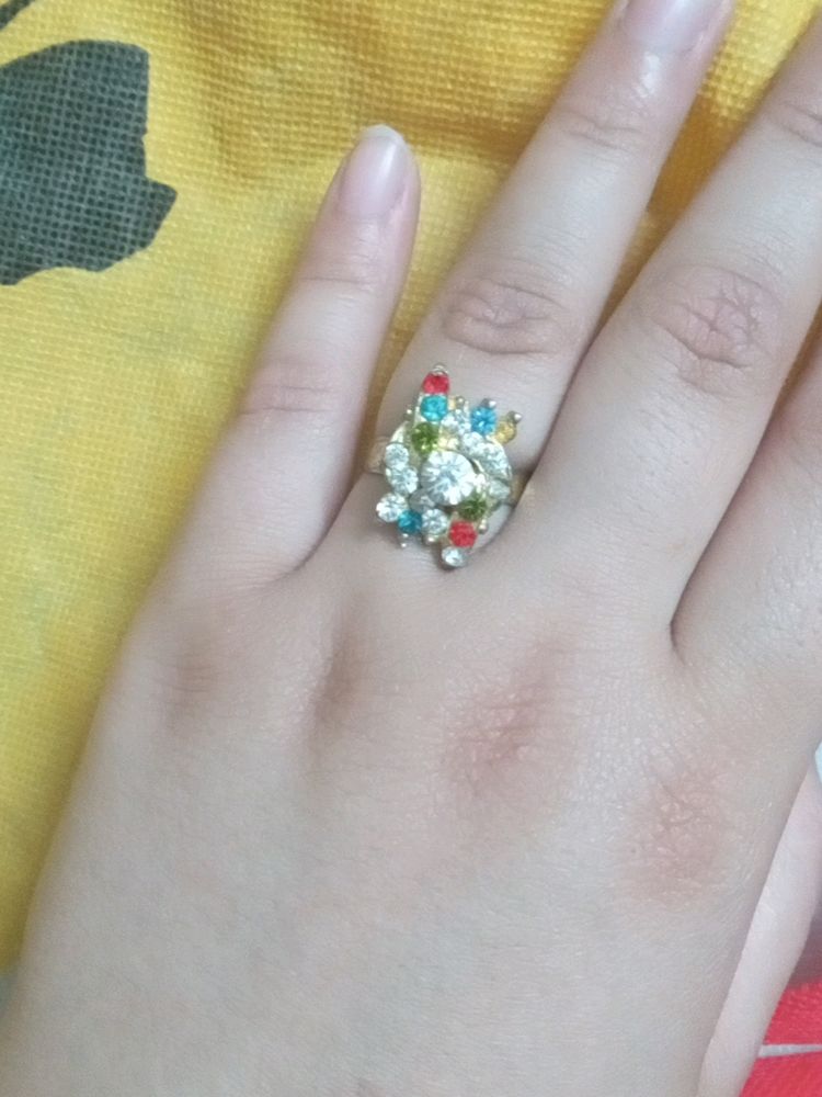 Artificial Multicoloured Pearl Ring