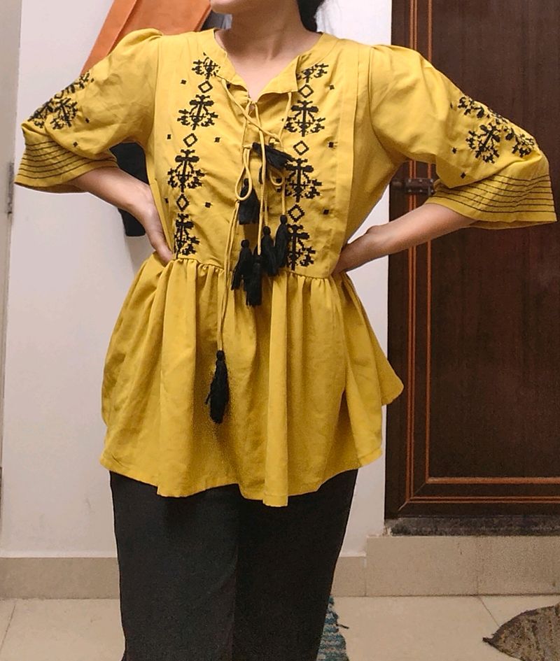 Yellow Peplum Kurti