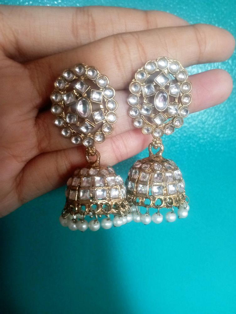 American Diamond Studded Jhumkas