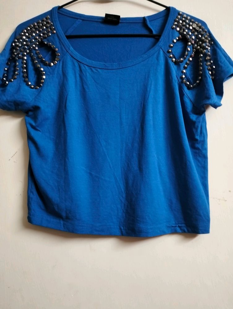 Blue Top With Beautiful Sleeves