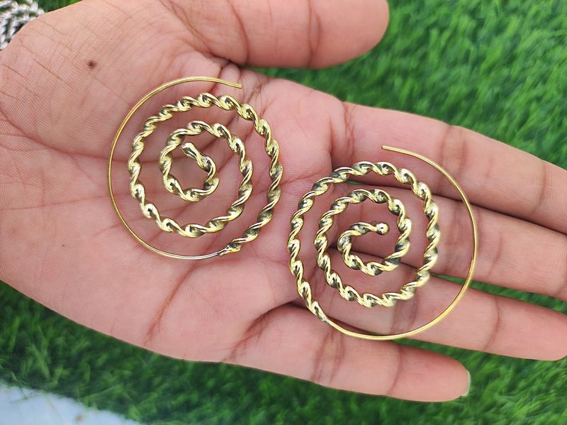 Gold Plated earrings, spiral Earrings