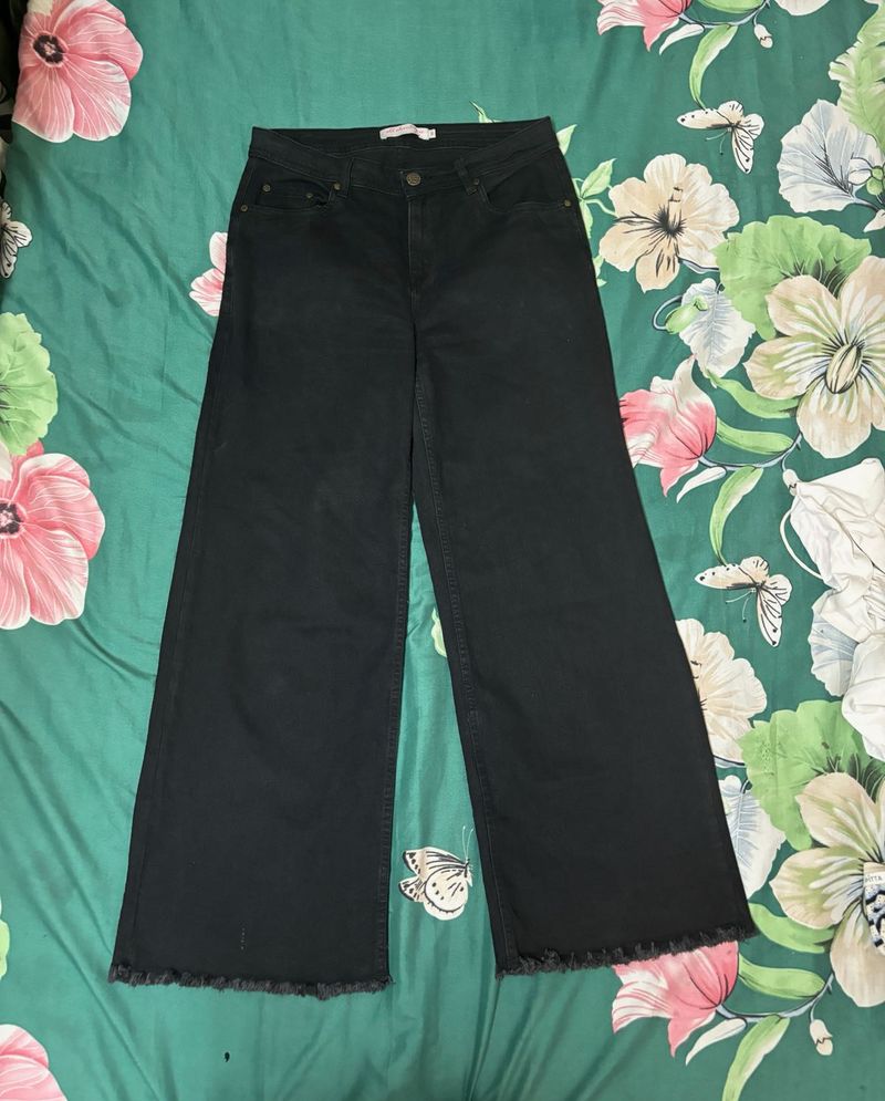 High Waisted Black Wide Leg Jeans