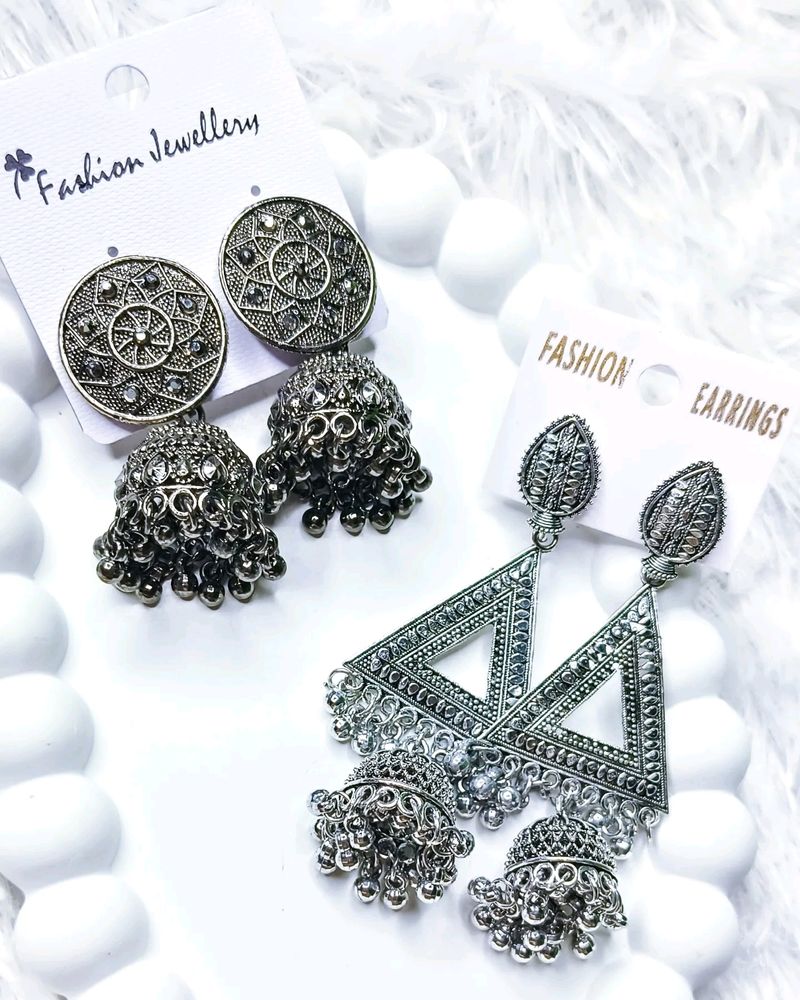 Jhumka Earrings Set Of Two