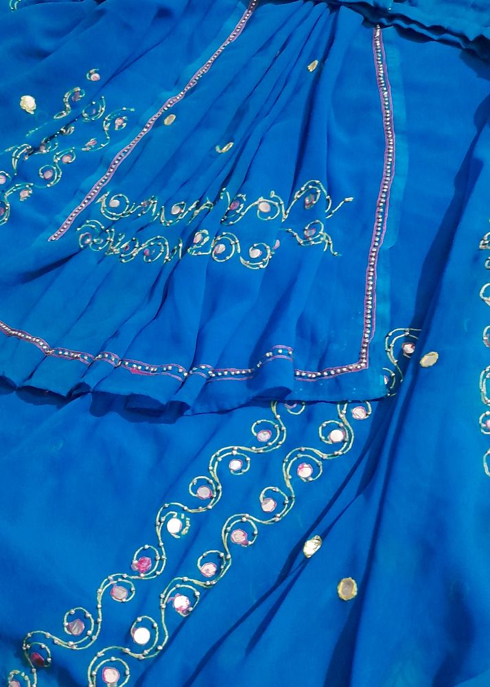 Sequence Blue Saree With Blouse