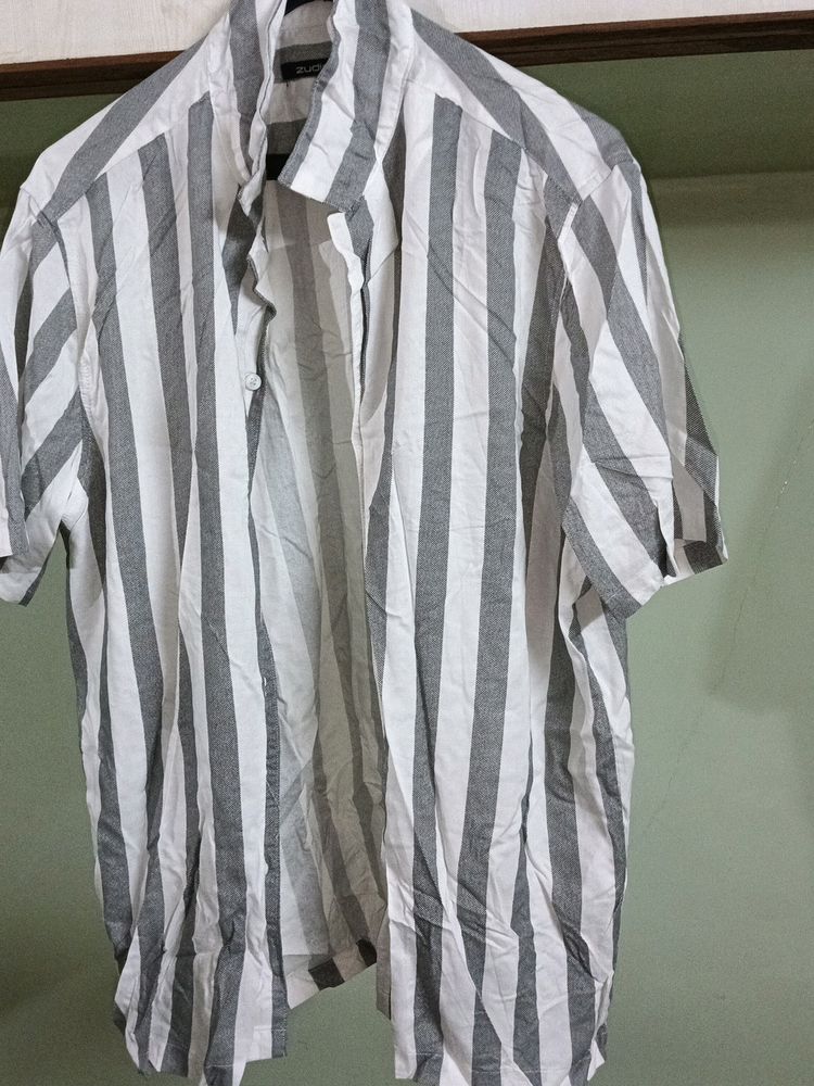 unisex white grey stripe shirt