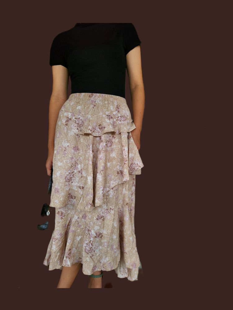 Korean Ruffle Midi Skirt