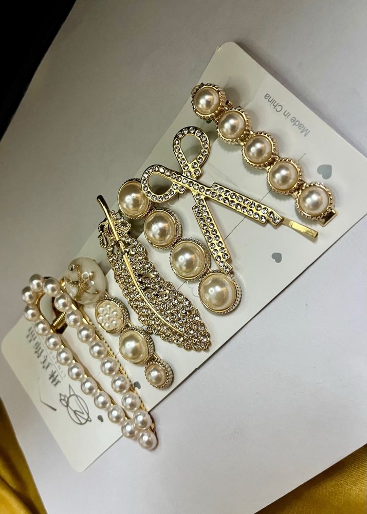 Embellish Pearl Hair Accessorie Set Of 6