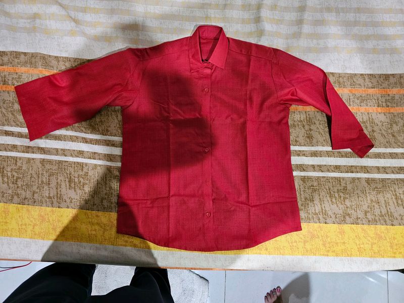 Formal Cum Casual 3/4 Sleeves Red Color Shirt