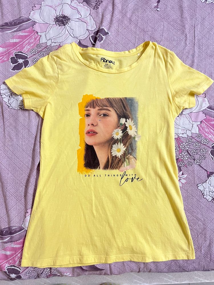 Yellow Printed Tshirt