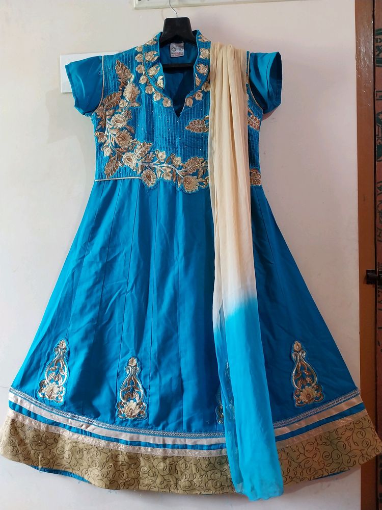 Blue Color Anarkali Kurtis For Regular Outfit