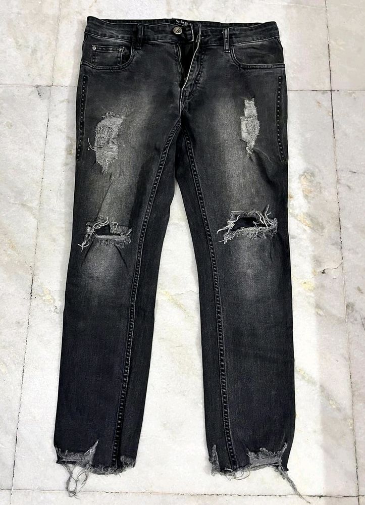 SPLASH DISTRESSED CHARCOAL JEANS SIZE 32