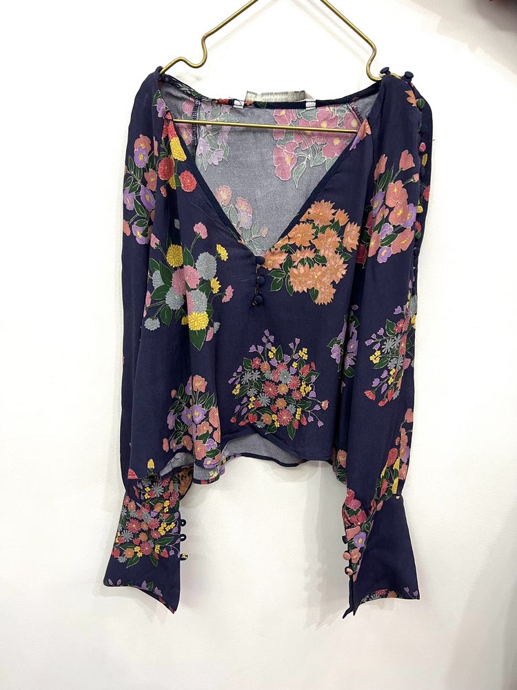 Zara Blue Floral Top