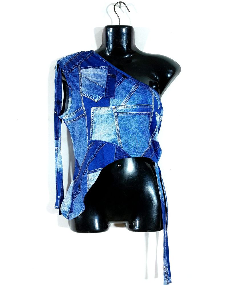 Blue One Shoulder Top (Women's)