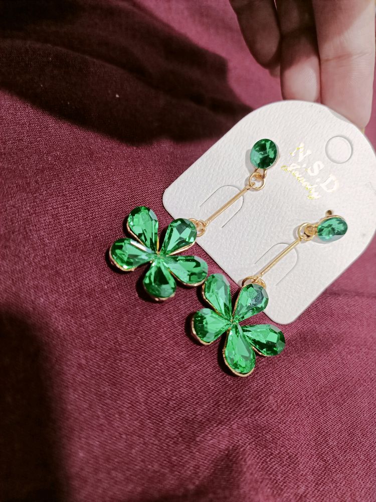 Green Flower Earrings