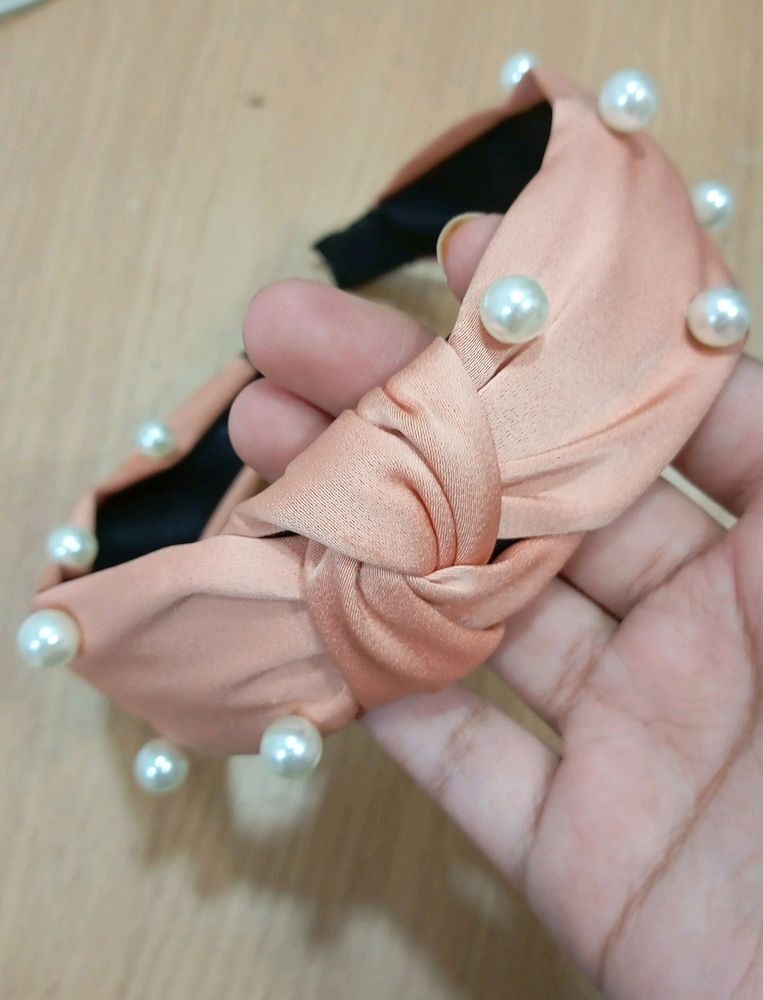 PEARL SATIN TURBAN HAIR BAND