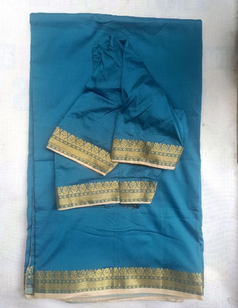 Peacock Blue Saree With Blouse