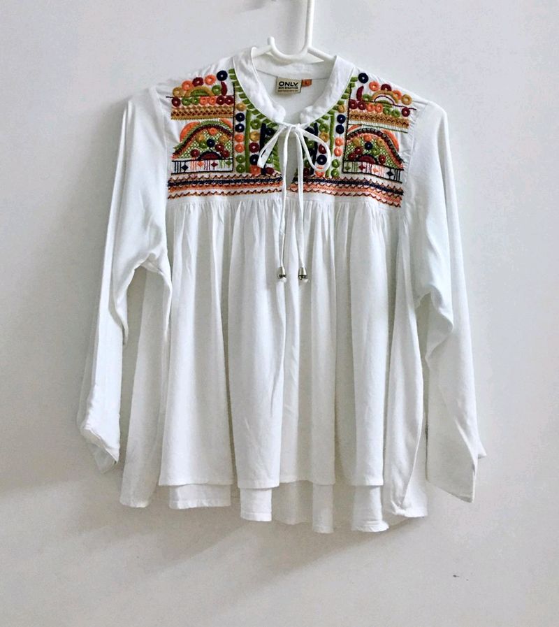 Embroidered White Top (Brand- ONLY)