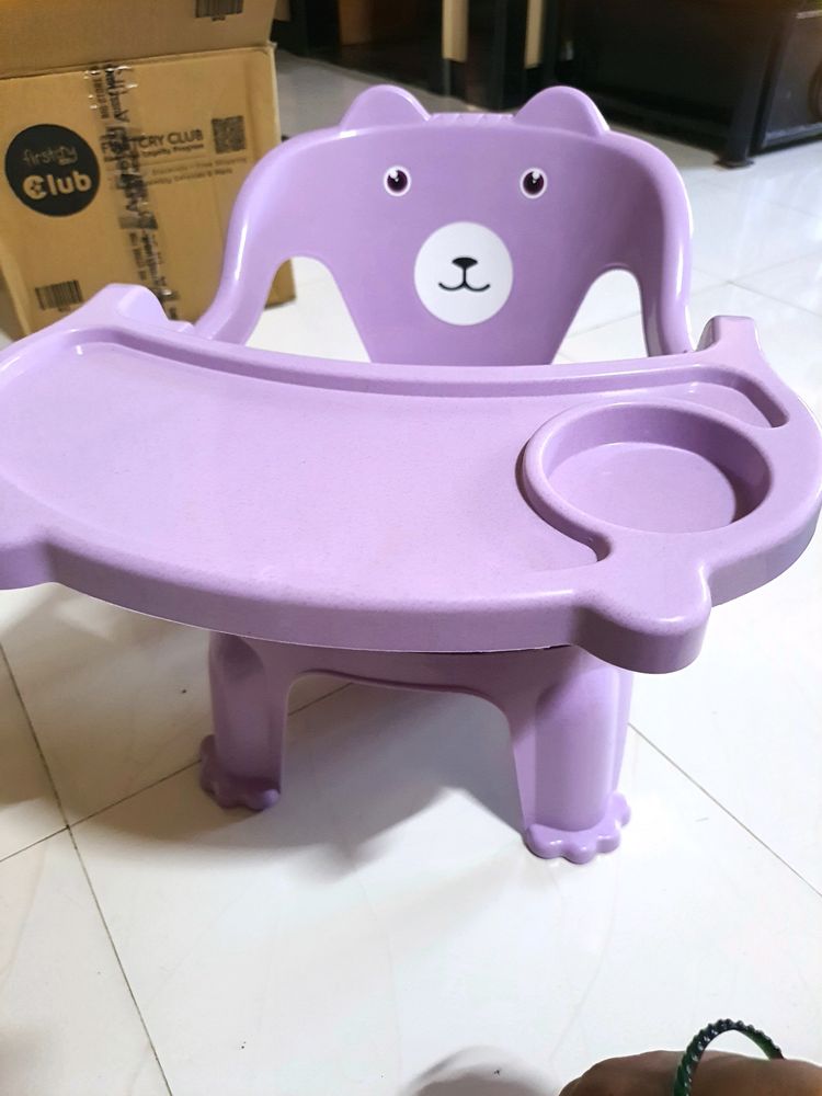 Feeding Chair With Trey Purple In Color