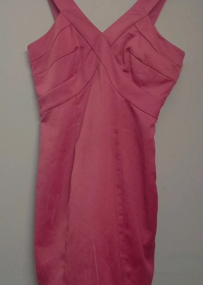 Pink Satin Bodycon Dress