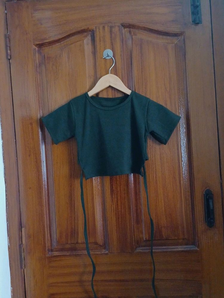 Olive Baby Tee Back Open