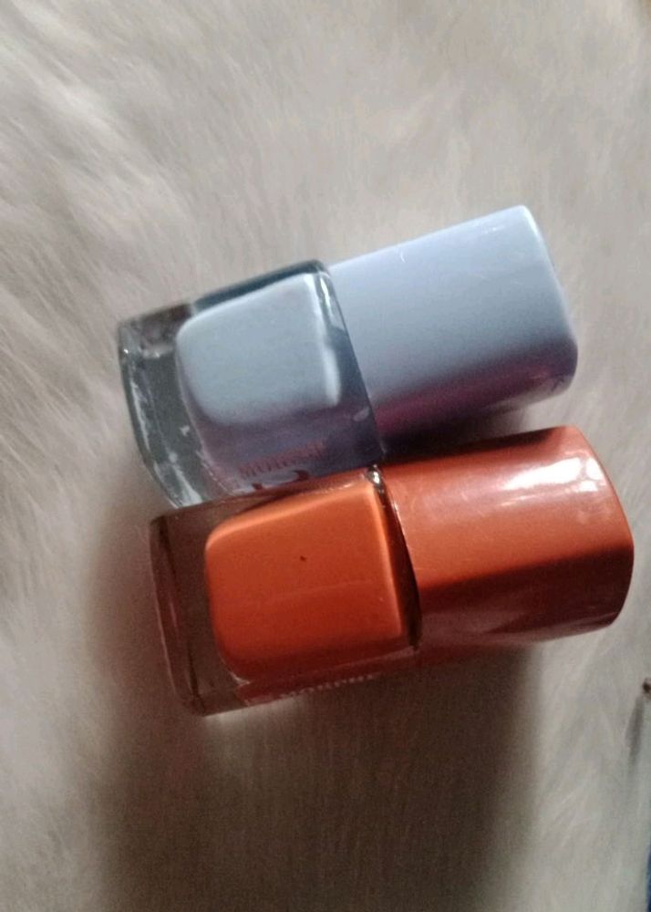 Sky Blue And Rust Colour Nail Polish