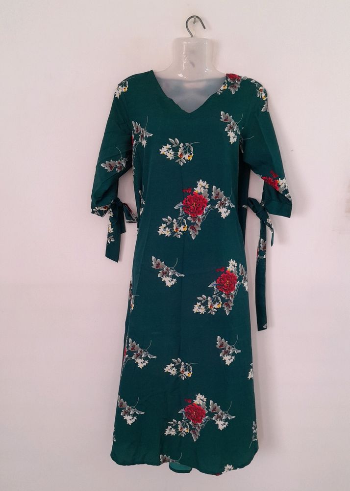 Green Floral Printed Dress (Women's)